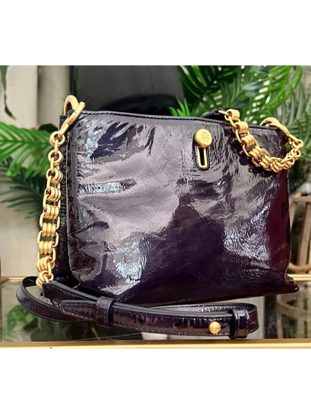 ***  AUTHENTIC TORY BURCH BLUE CRINKLE LEATHER PRICELLA HANDBAG  ✺✺